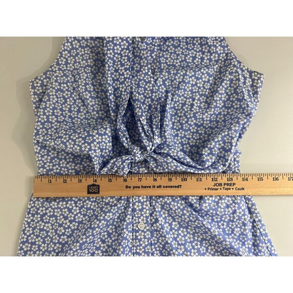 Finley Women's Sleeveless Button Up Top Blouse Blue Floral Tie Front Size XS - Picture 7 of 10